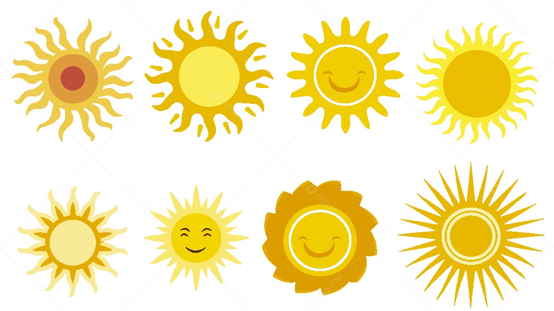 Conjunto de Sol Ilustração Vetor EPS