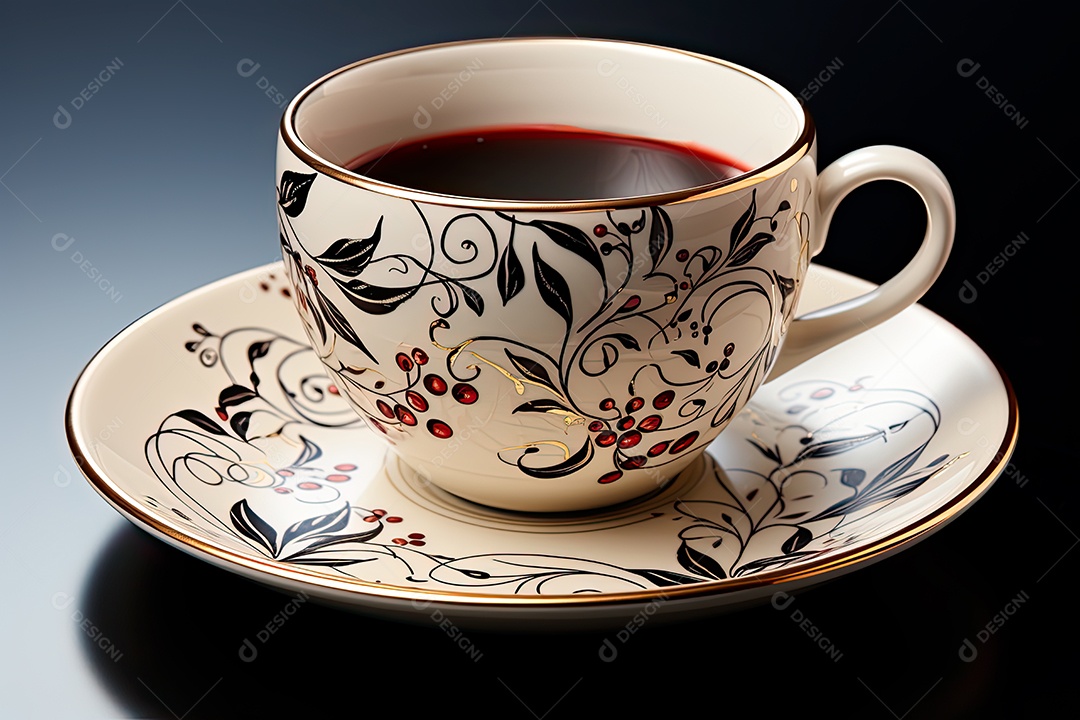 Xícara de café, dia internacional do café com grãos de café