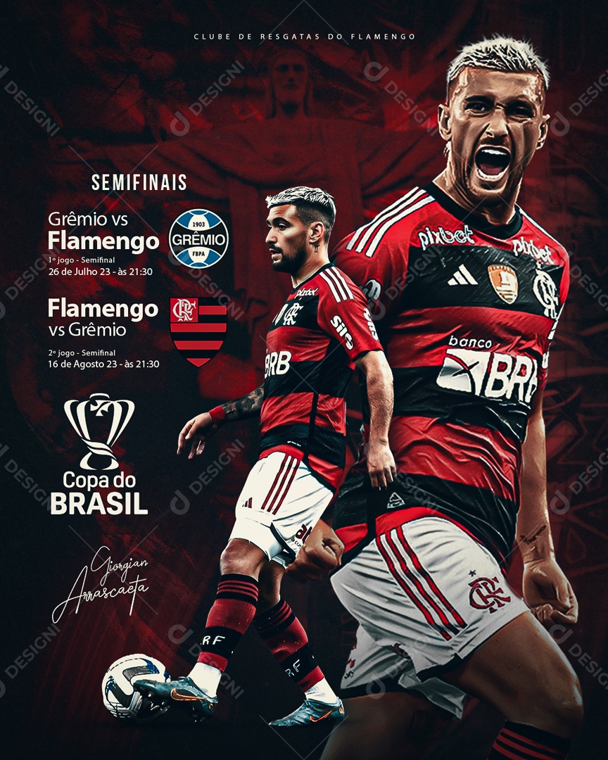 Social Media Flyer Futebol Semifinais Flamengo Vs Grêmio PSD Editável