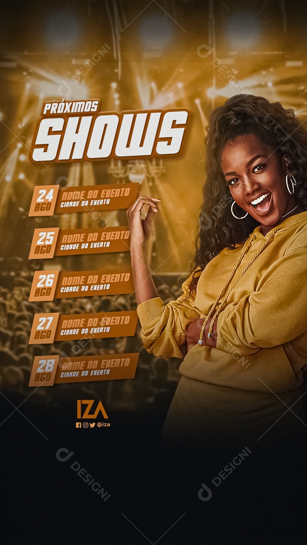 Social Media Flyer Story Próximos Shows Iza PSD Editável