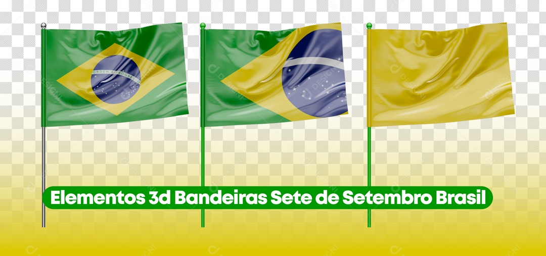 Bandeiras Do Brasil Sete De Setembro Elemento 3D Para Composição PSD