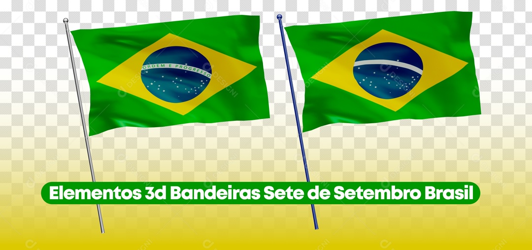 Elemento 3D Bandeira Brasil Sete De Setembro Para Composição PSD