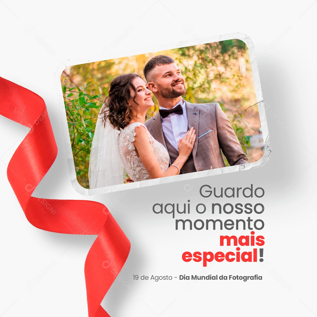 Guardo Aqui o Nosso Momento Dia Mundial da Fotografia Social Media PSD Editável