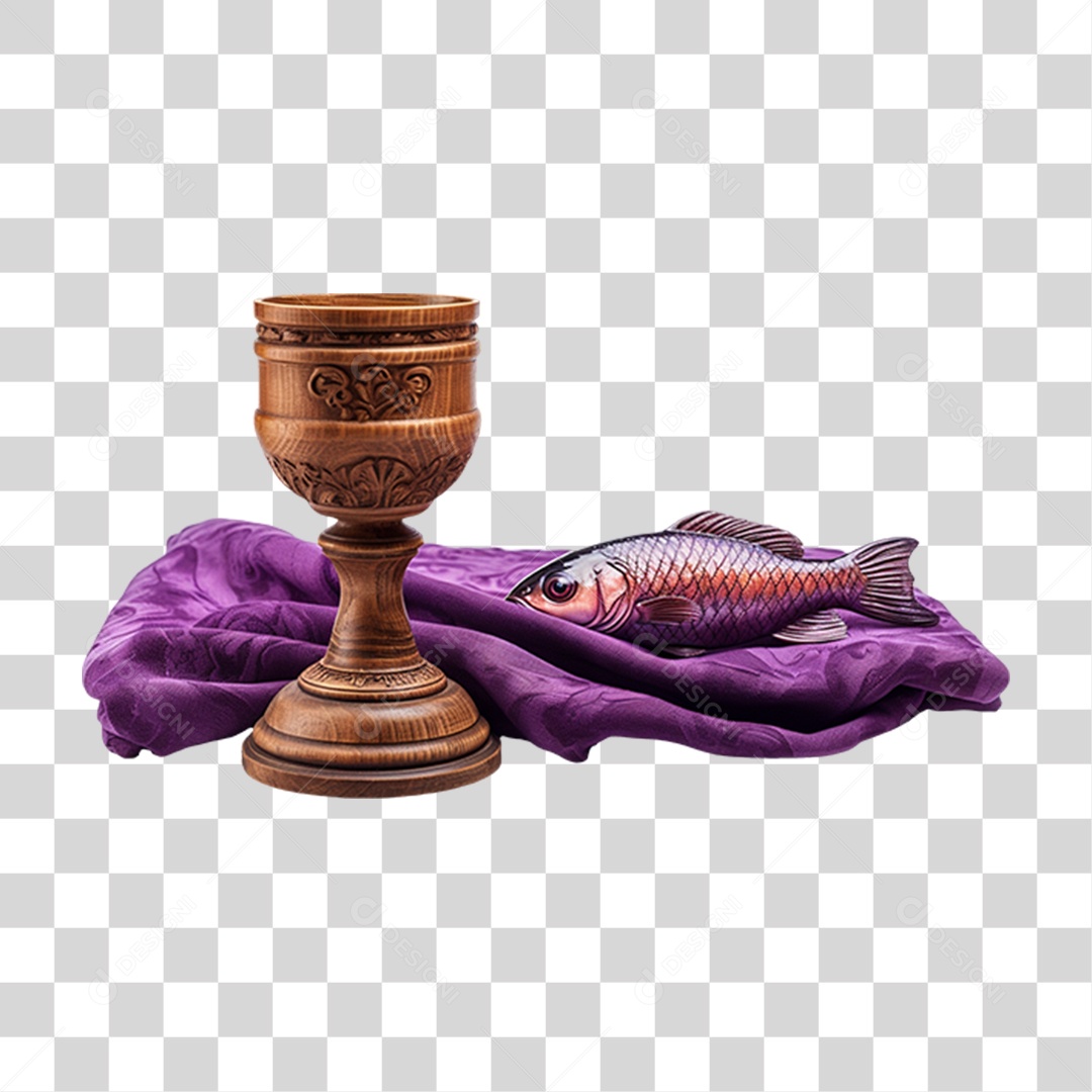 Cálice com Manto Roxo e Peixe PNG Transparente