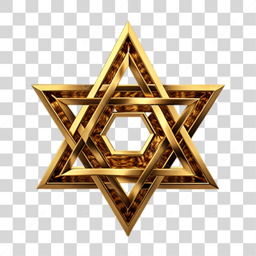 Hexagrama de Igreja Dourado PNG Transparente