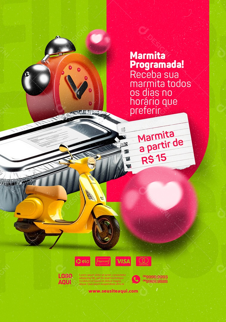 Restaurante Marmitaria Marmita A Partir de 15,00 Social Media PSD Editável