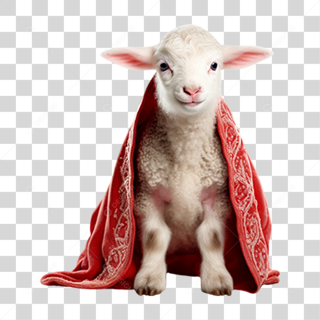 Ovelha com Manto Vermelho PNG Transparente