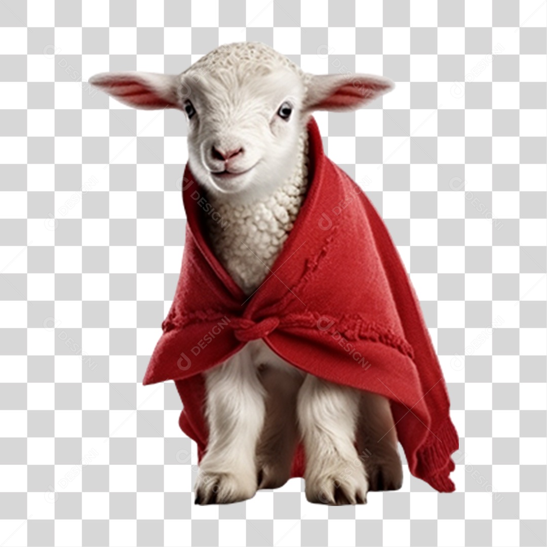 Ovelha com Manto Vermelho PNG Transparente