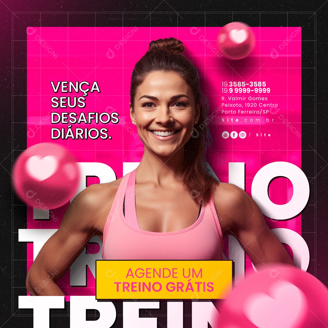 Academia Vença seus Desafios Diários Social Media PSD Editável