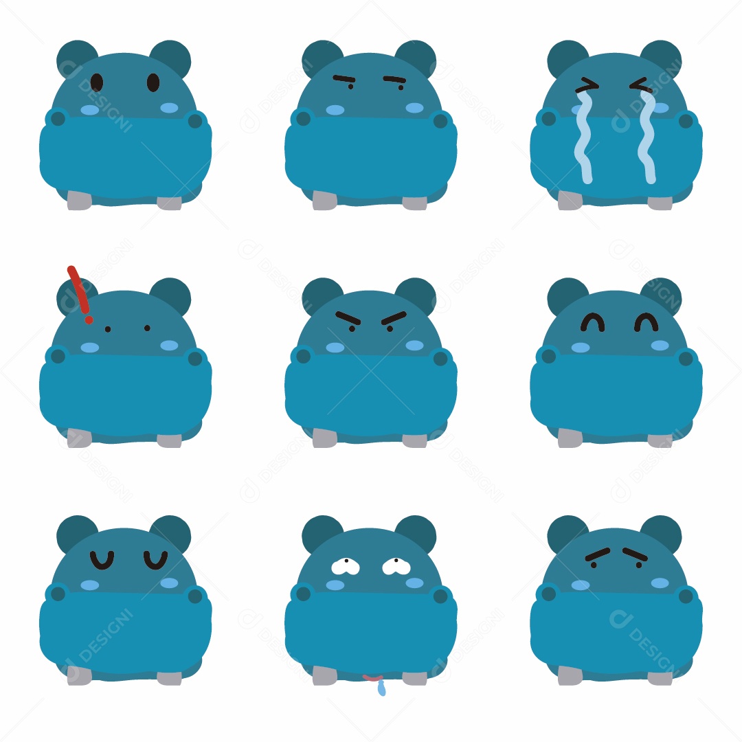 Conjunto de Emojis de Animais Vetor EPS