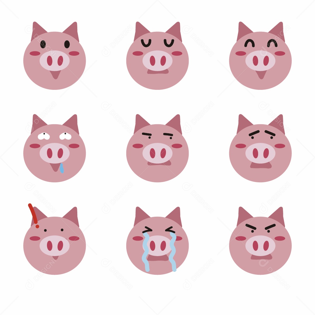 Conjunto de Emojis de Animais Vetor EPS