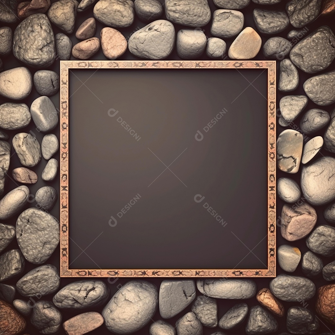 Moldura de quadro em fundo de pedras