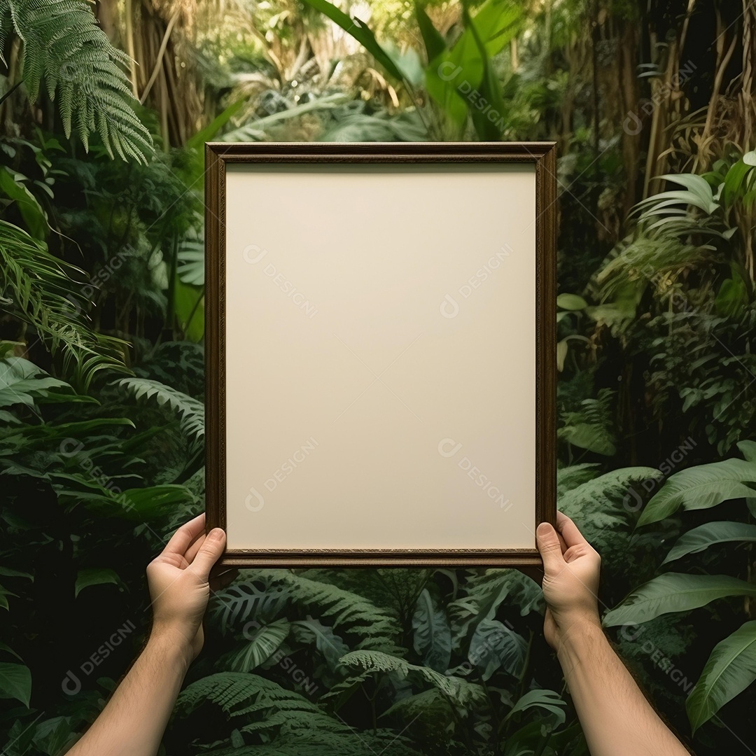 Moldura de quadro em fundo de floresta