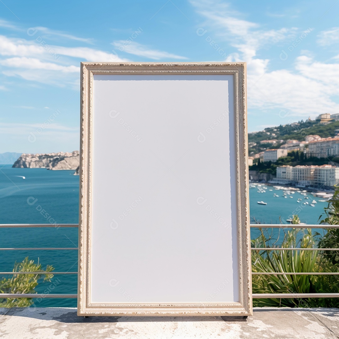 Moldura de quadro em fundo de praia