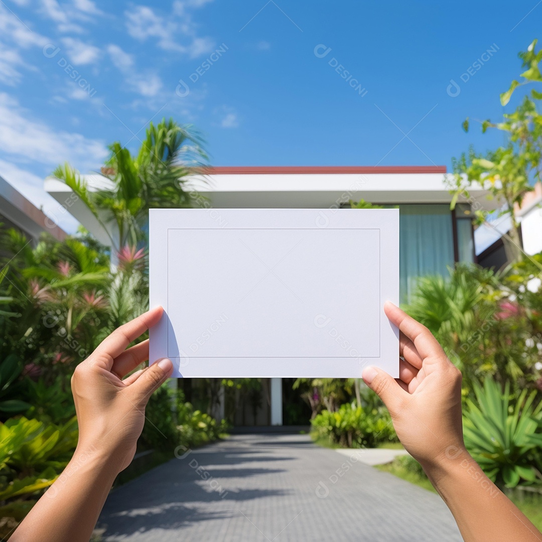 Moldura de quadro branco em fundo de casa moderna