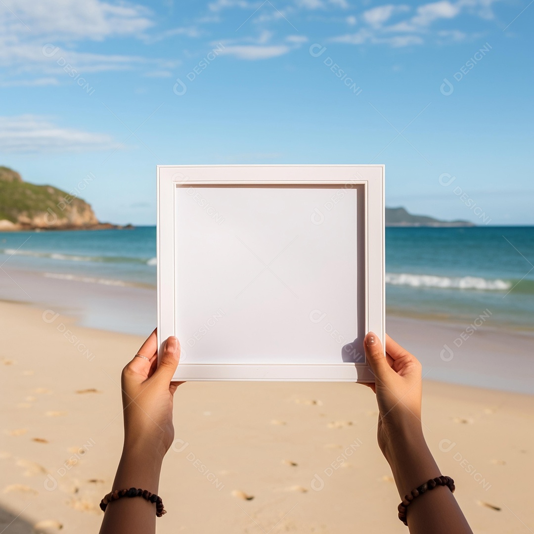 Moldura de quadro em fundo de praia