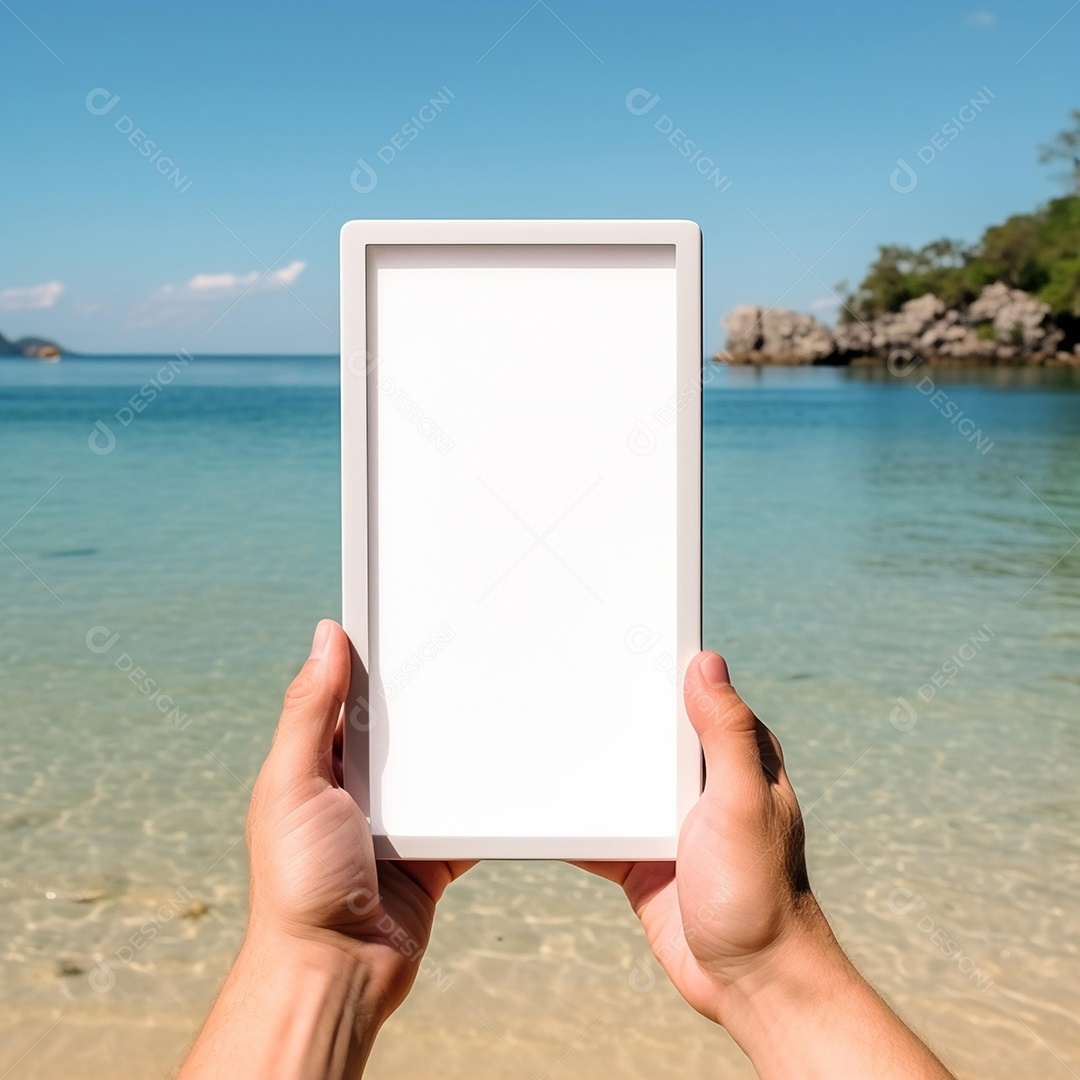 Moldura de quadro em fundo de praia