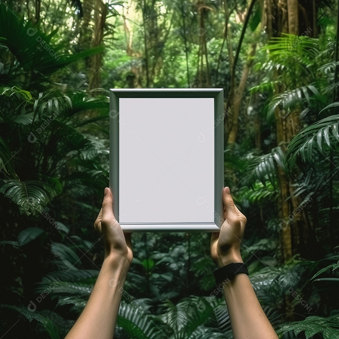 Moldura de quadro em fundo de floresta