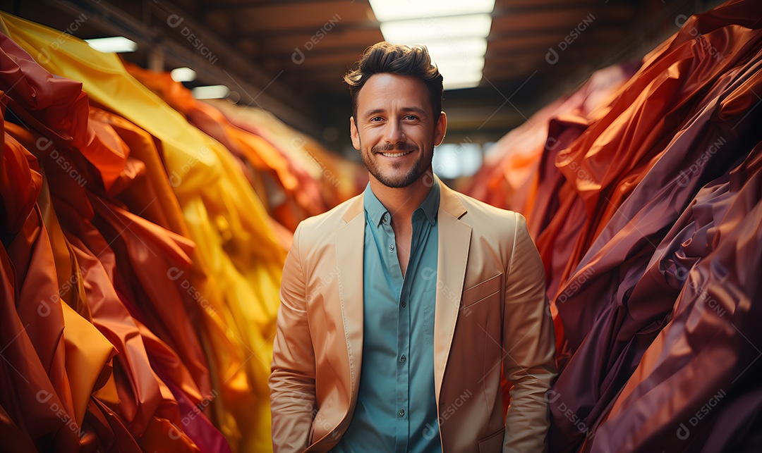 Homem tintureiro sorridente