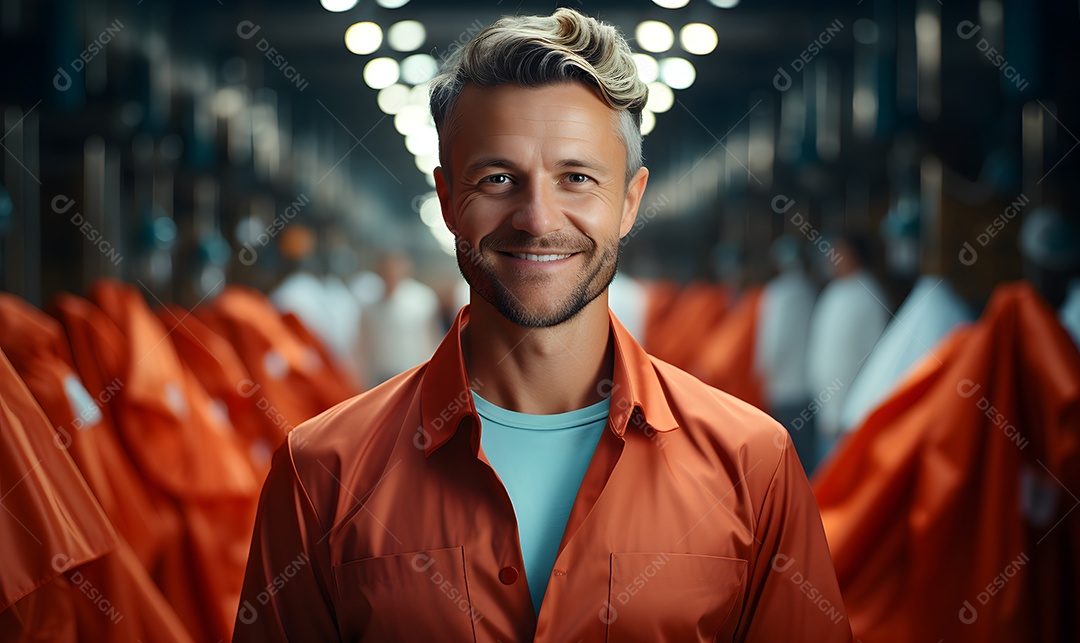 Homem tintureiro sorridente