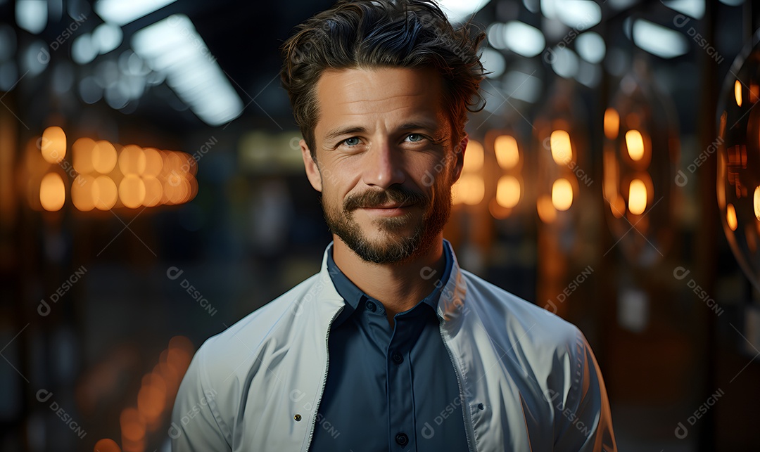 Homem tintureiro sorridente