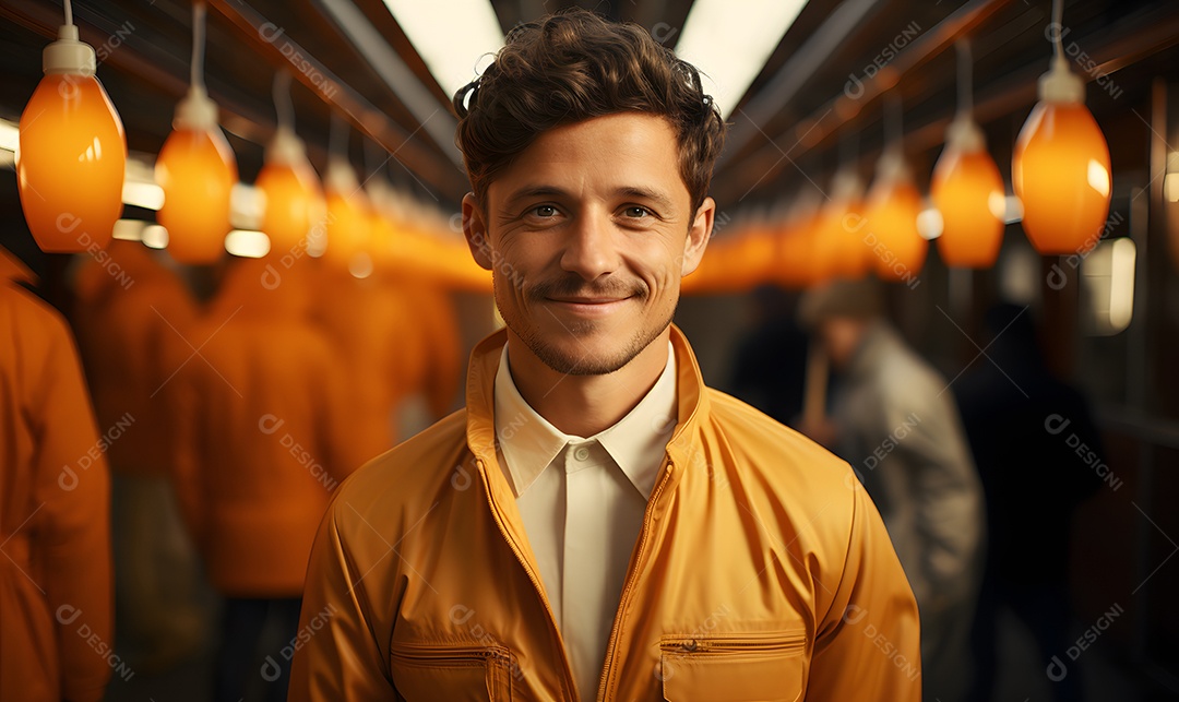 Homem tintureiro sorridente