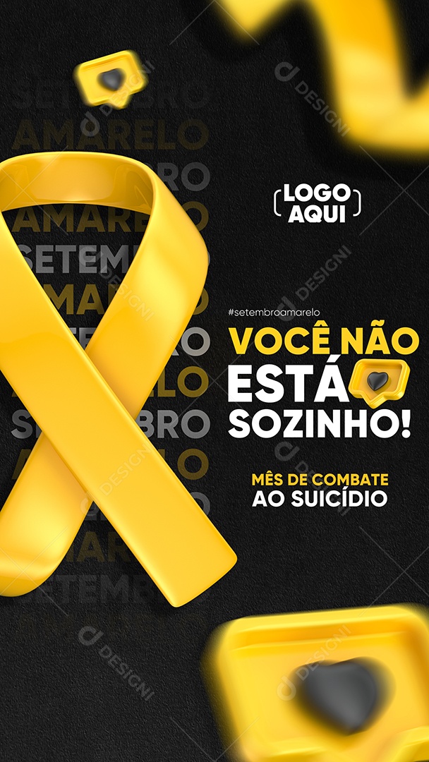 Story Você Não Esta Sozinho Setembro Amarelo Social Media PSD Editável