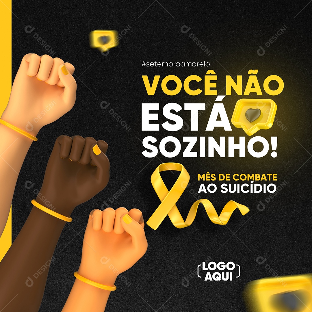 Você não Está Sozinho Setembro Amarelo Social Media PSD Editável