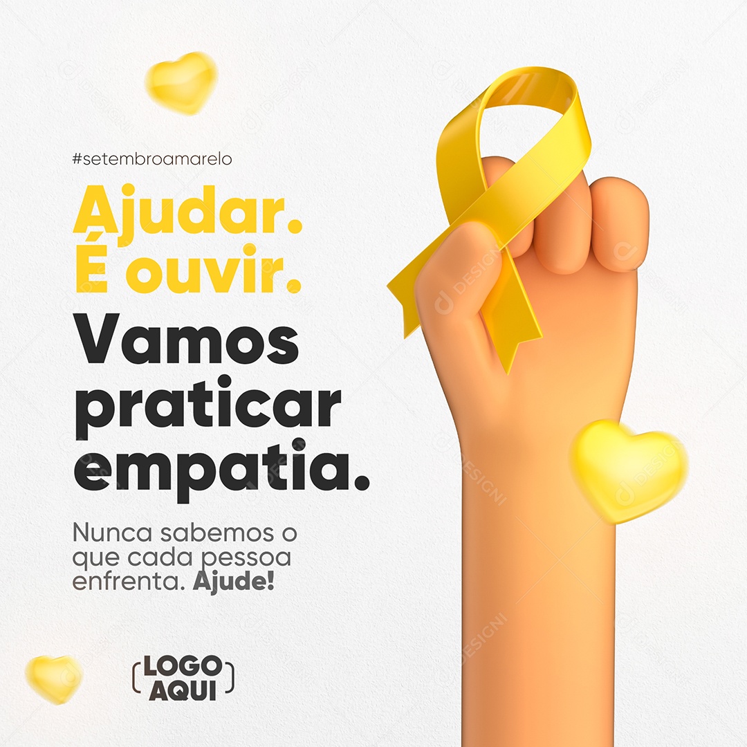 Ajudar é ouvir Setembro Amarelo Social Media PSD Editável