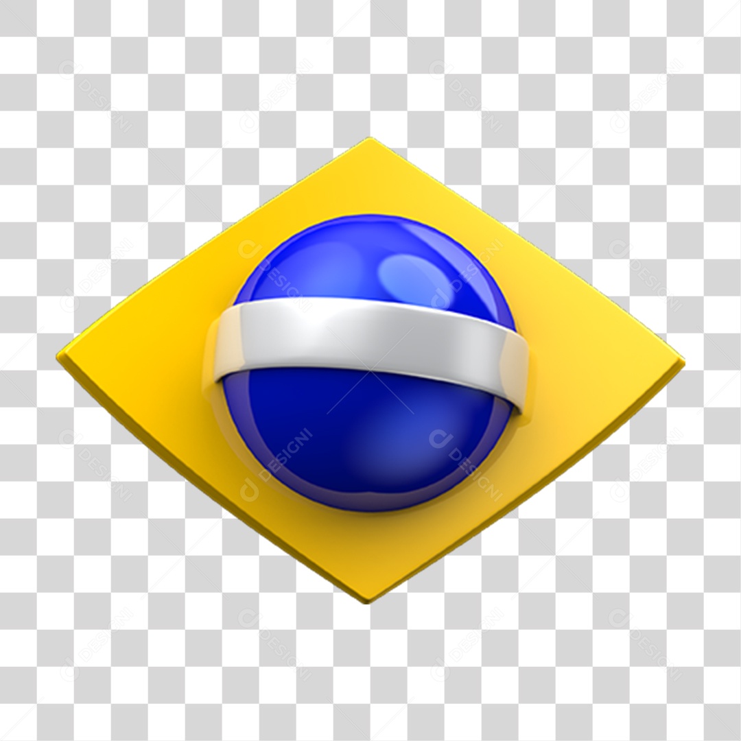 Elemento 3D Emoji Coração 7 de Setembro Bandeira do Brasil PNG Transparente