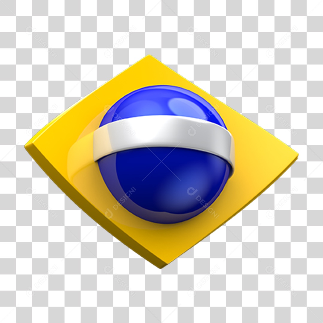Elemento 3D Emoji Coração 7 de Setembro Bandeira do Brasil PNG Transparente