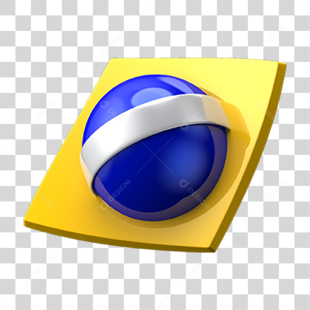 Elemento 3D Emoji Coração 7 de Setembro Bandeira do Brasil PNG Transparente