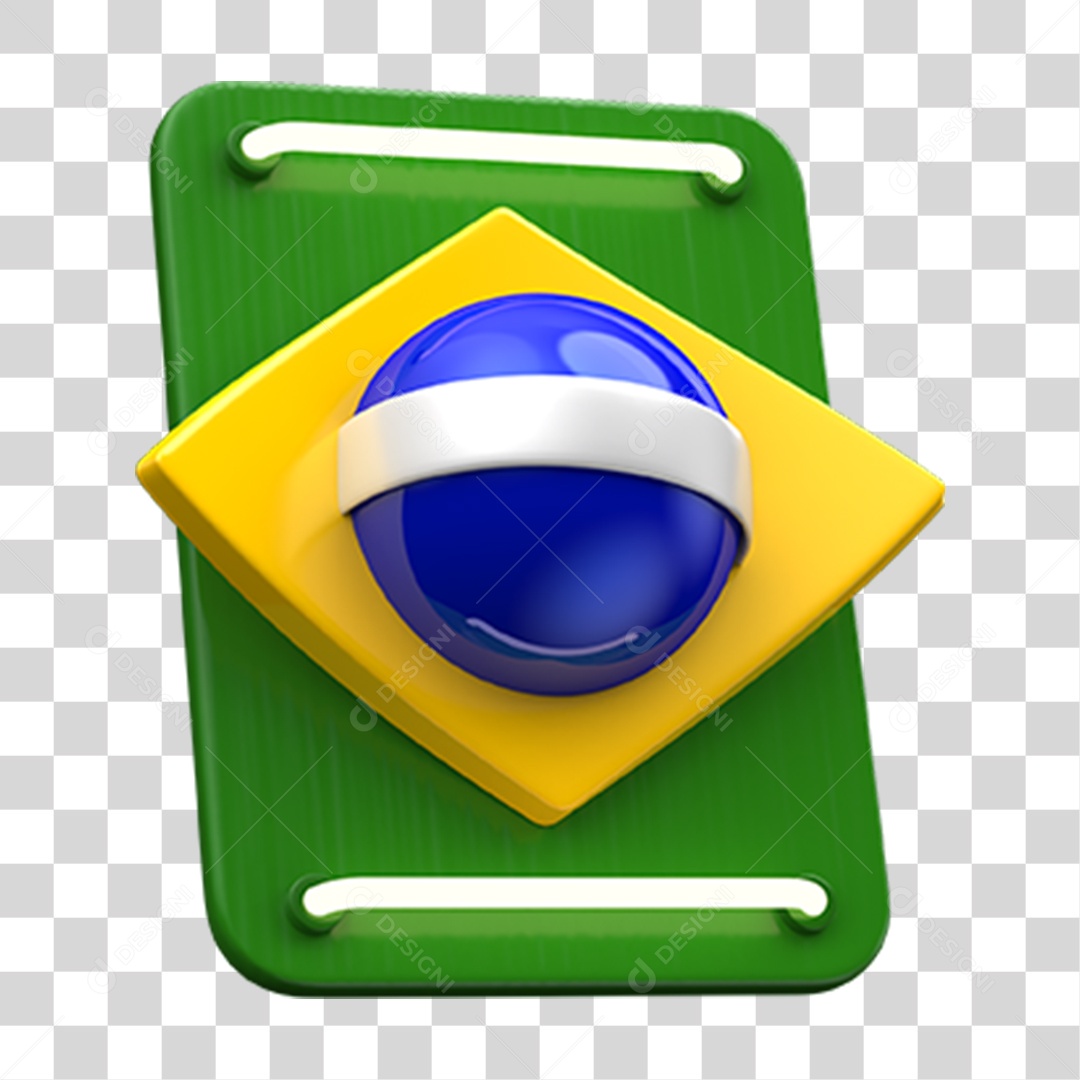 3D Emoji Heart September 7th Brazilian Flag Transparent PNG Element