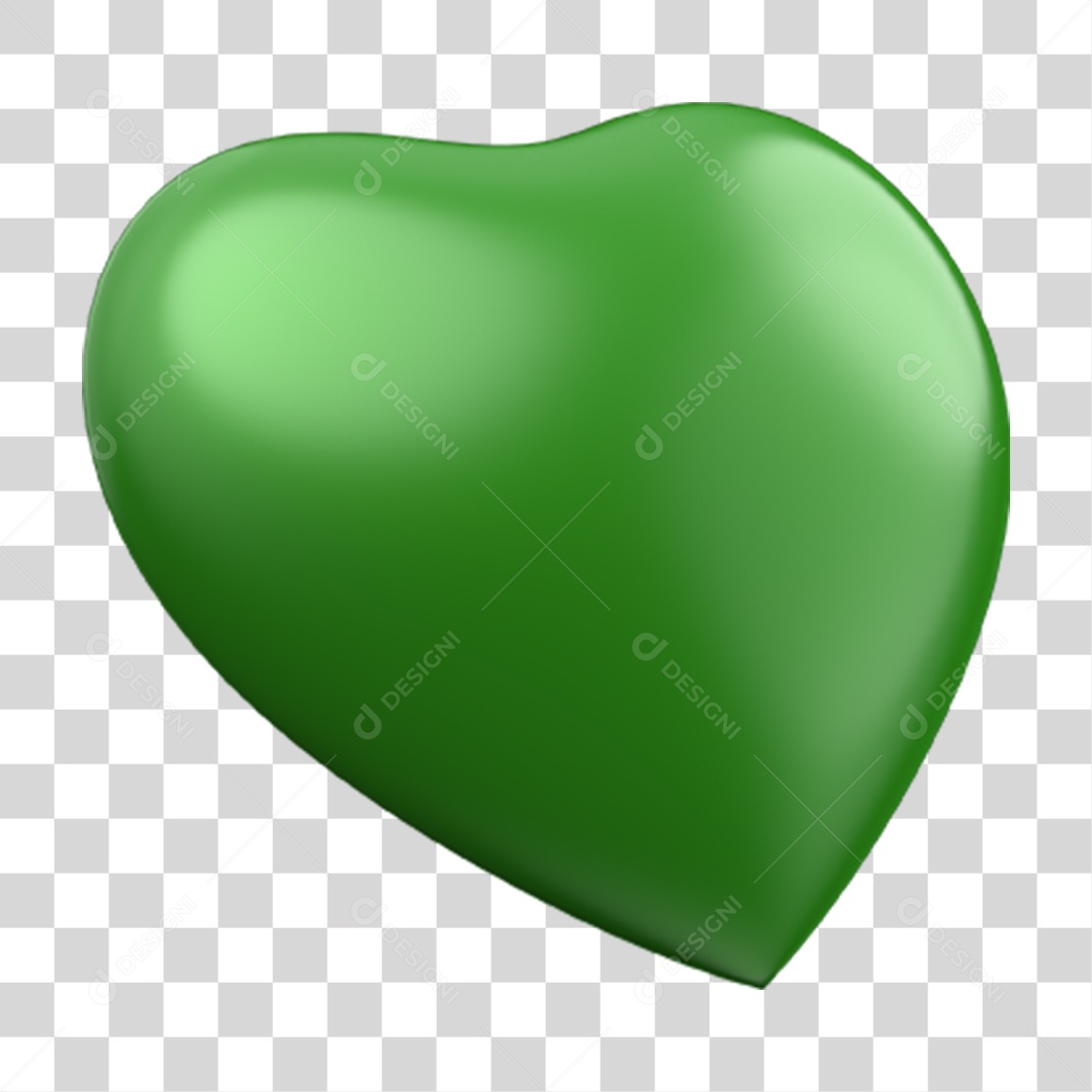 Elemento 3D Emoji Coração Bandeira do Brasil PNG Transparente