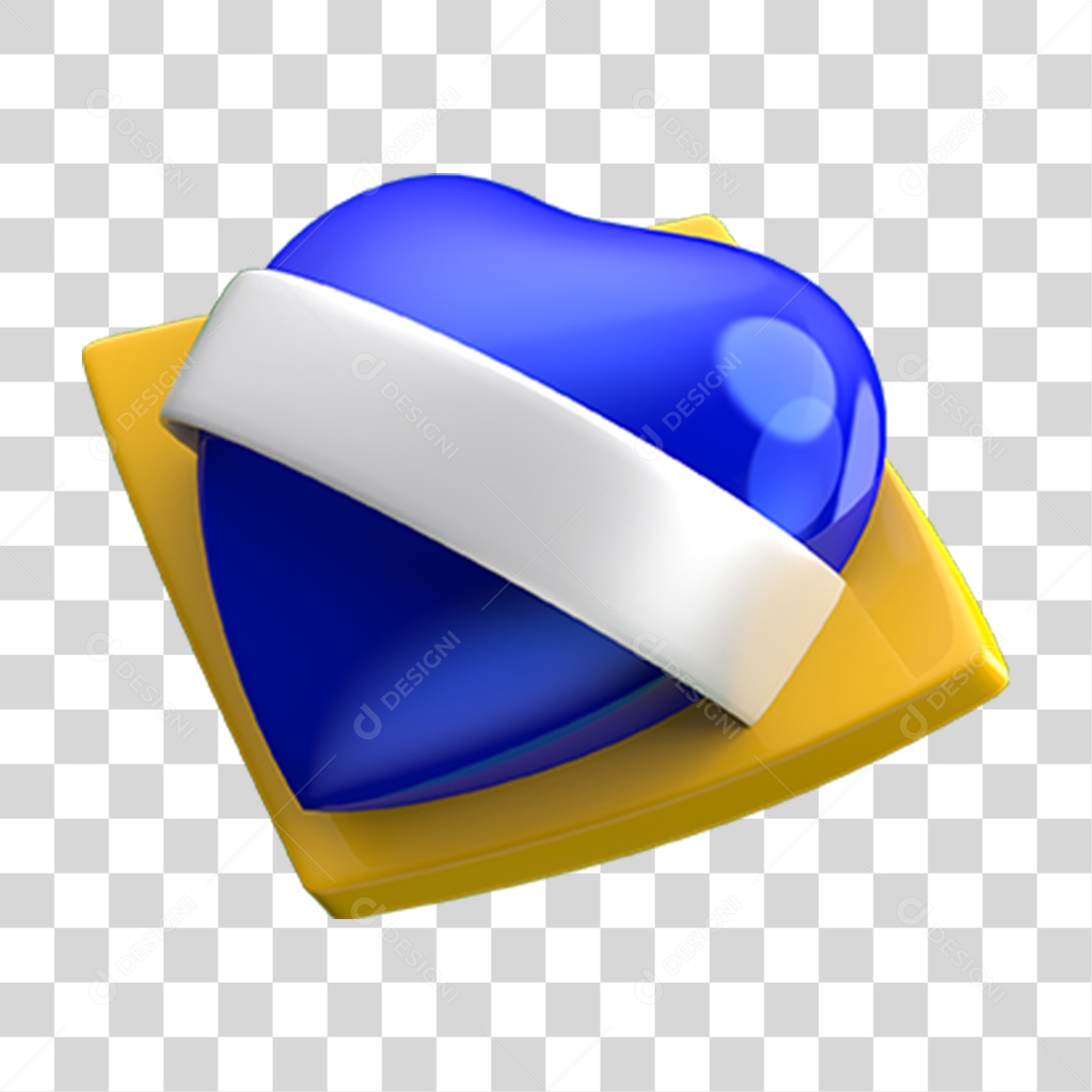 Elemento 3D Emoji Coração Bandeira do Brasil PNG Transparente