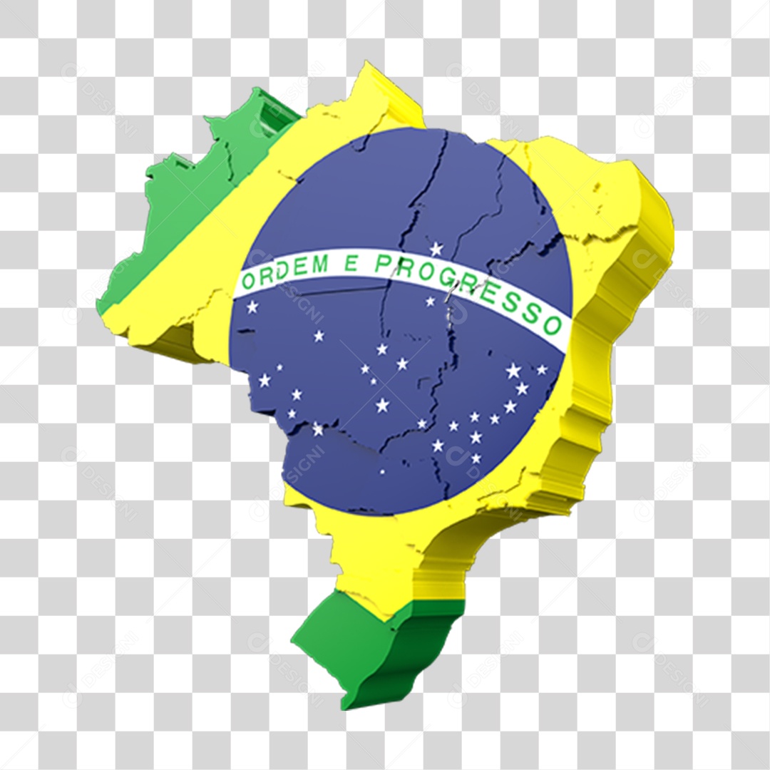 Elemento 3D 7 de Setembro Mapa do Brasil PNG Transparente