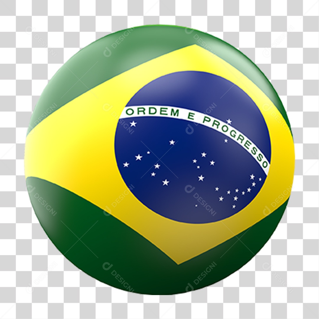 Elemento 3D 7 de Setembro Bola com  Bandeira do Brasil PNG Transparente