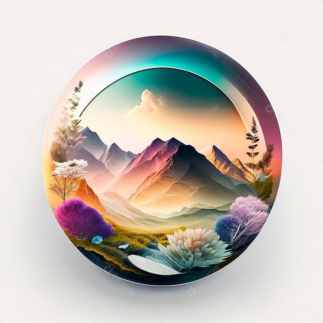 Logotipo redondo natureza futurista atlas cor suave