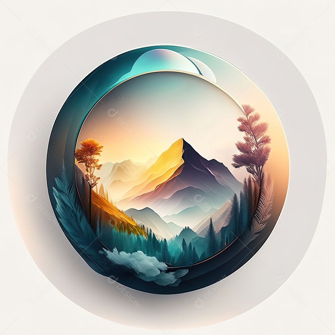 Logotipo redondo natureza futurista atlas cor suave