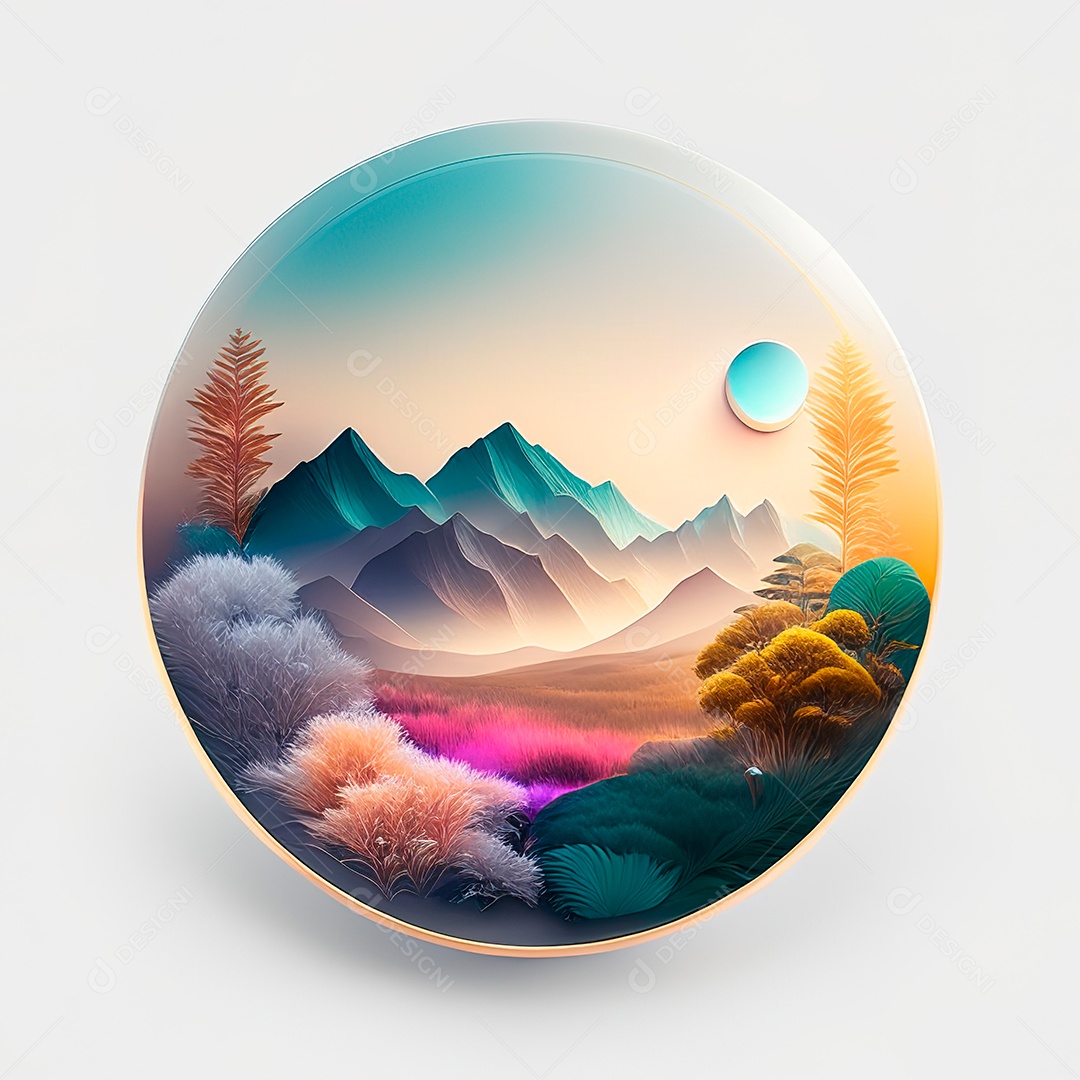 Logotipo redondo natureza futurista atlas cor suave