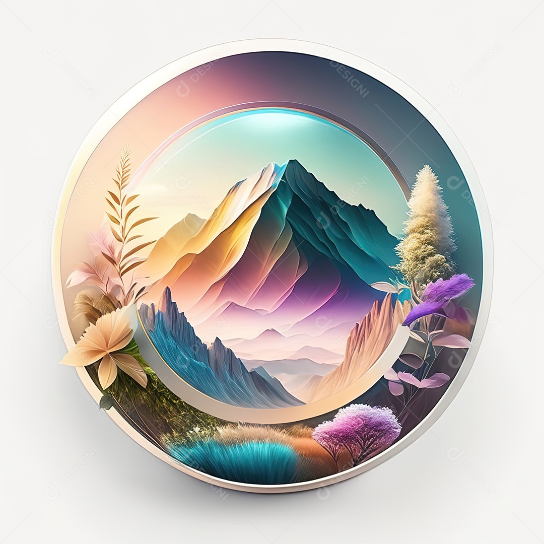 Logotipo redondo natureza futurista atlas cor suave