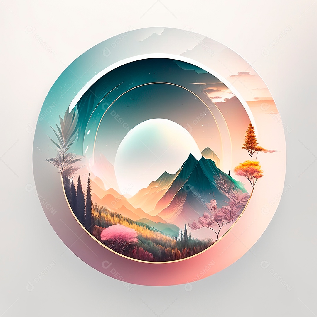 Logotipo redondo natureza futurista atlas cor suave