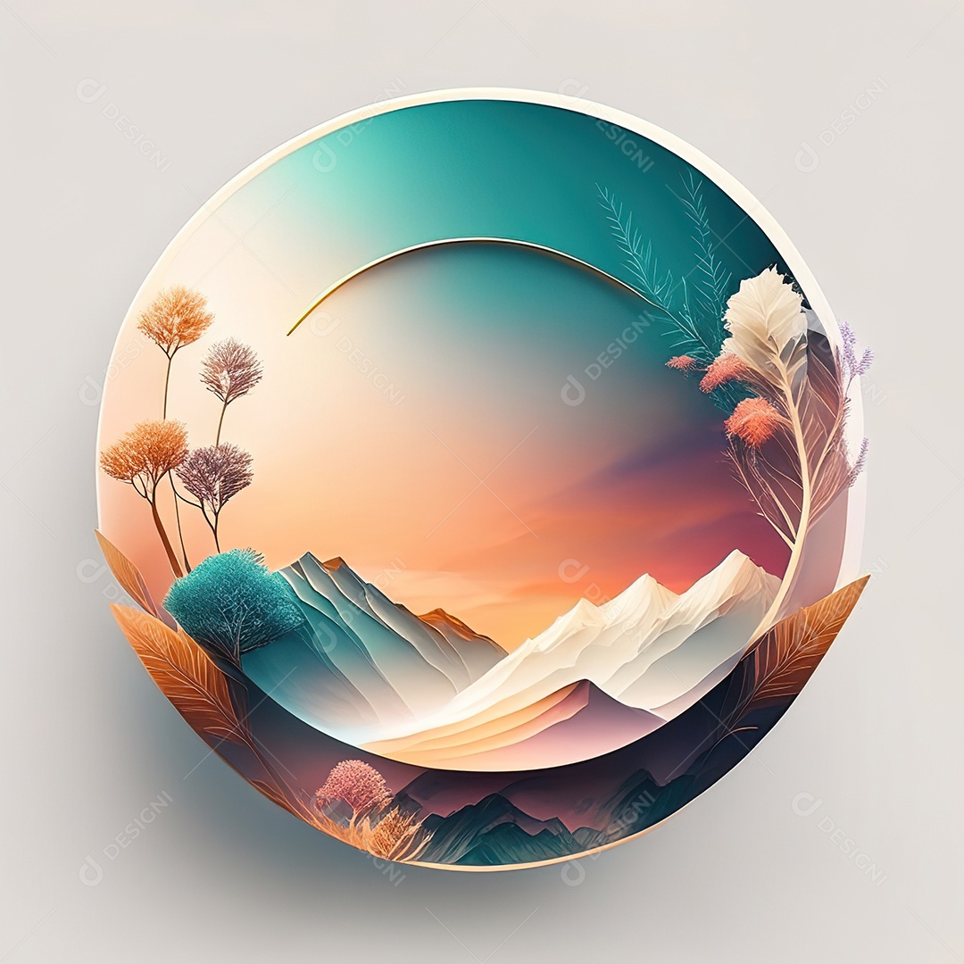 Logotipo redondo natureza futurista atlas cor suave