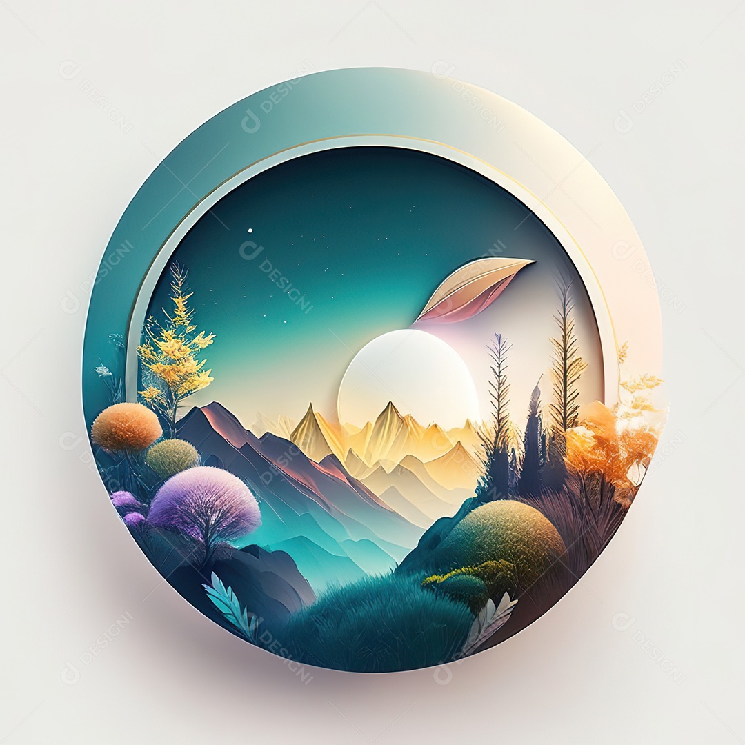 Logotipo redondo natureza futurista atlas cor suave