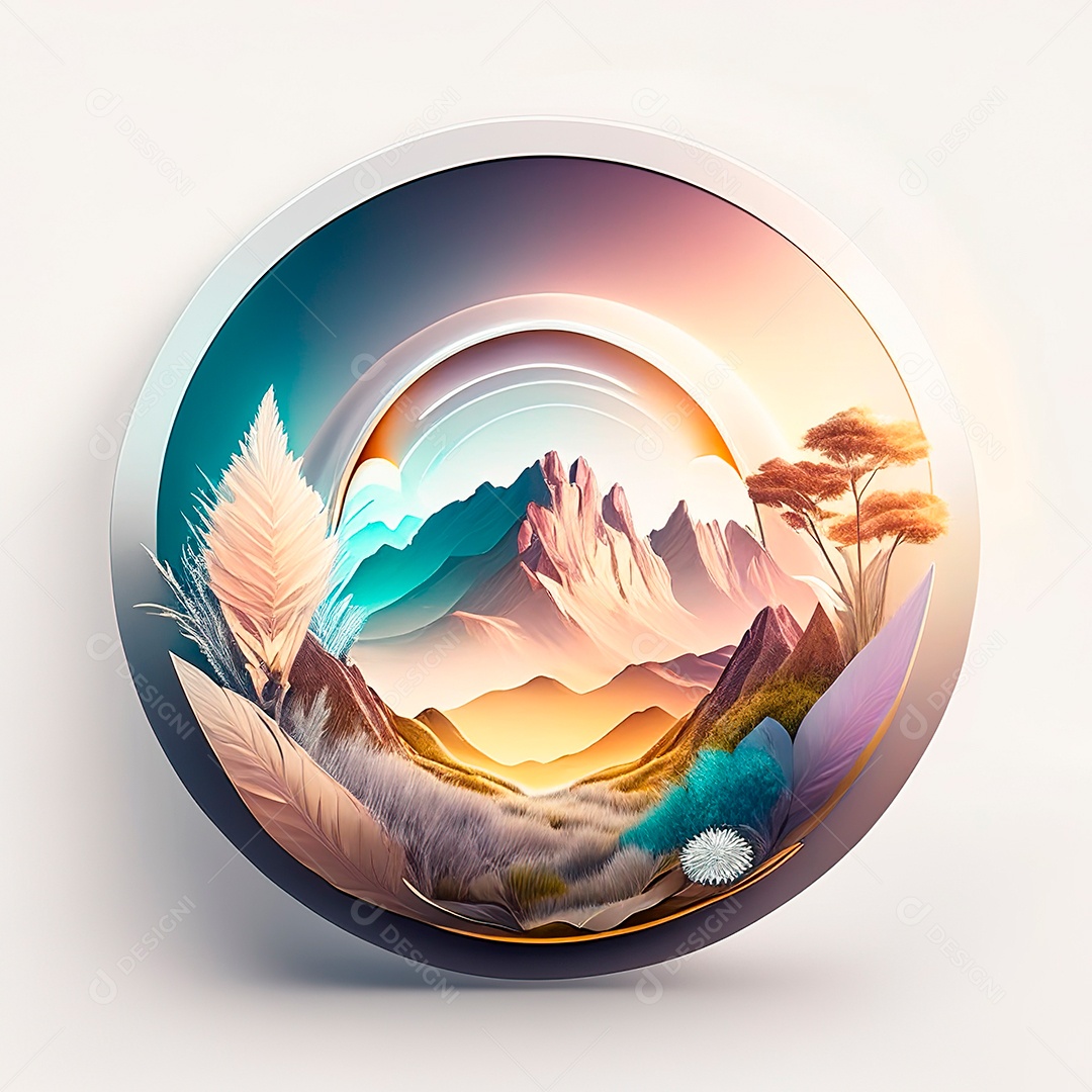 Logotipo redondo natureza futurista atlas cor suave