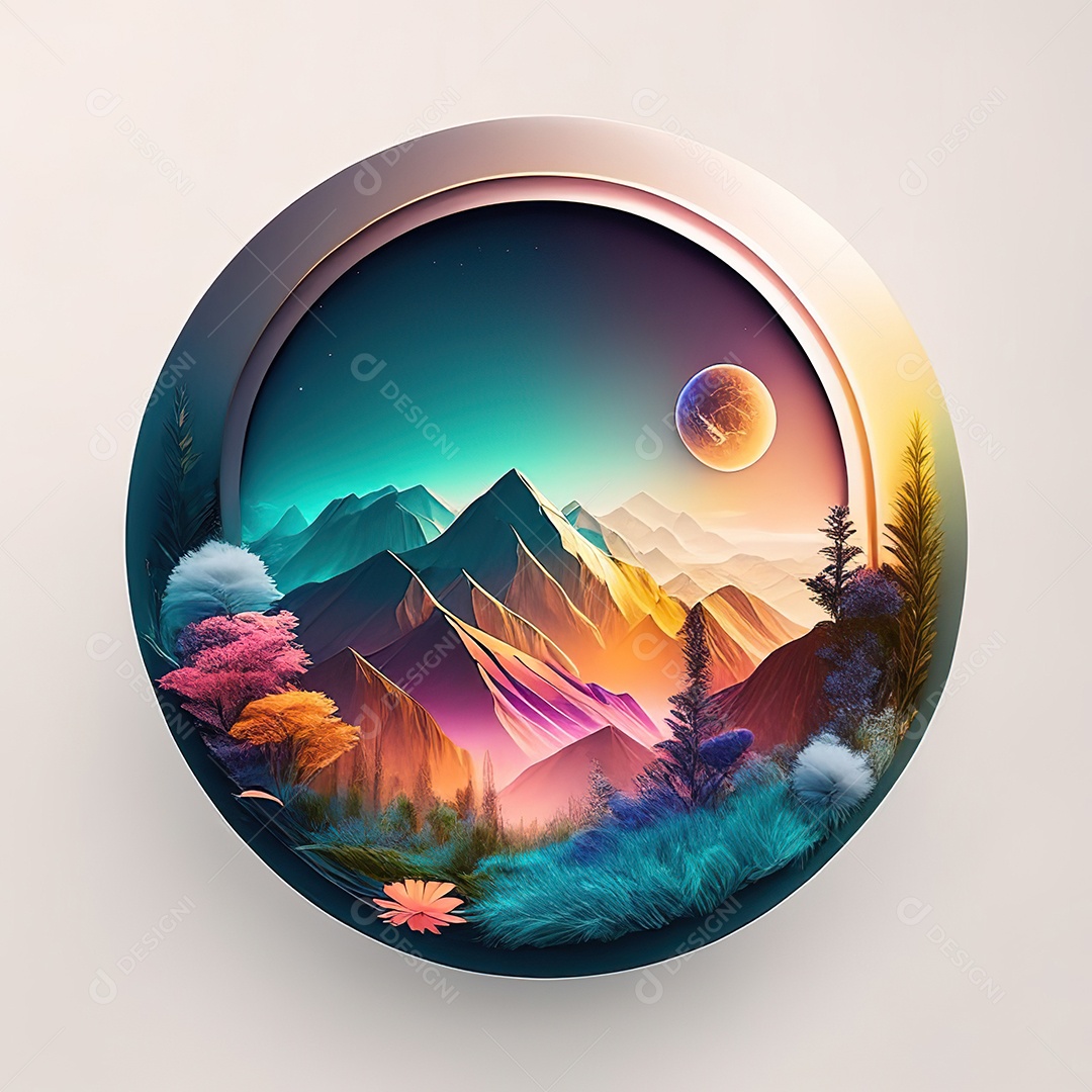 Logotipo redondo natureza futurista atlas cor suave