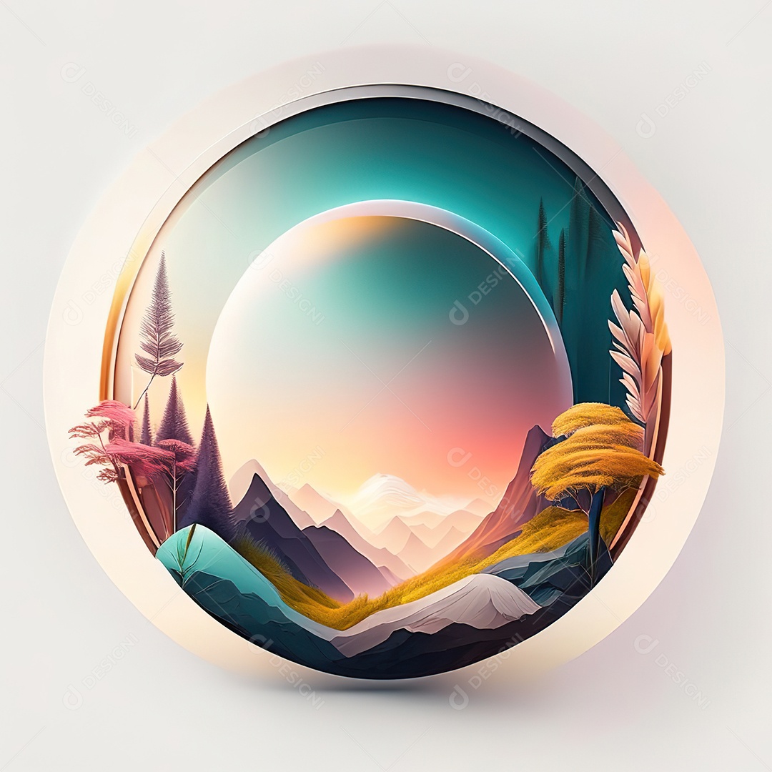 Logotipo redondo natureza futurista atlas cor suave