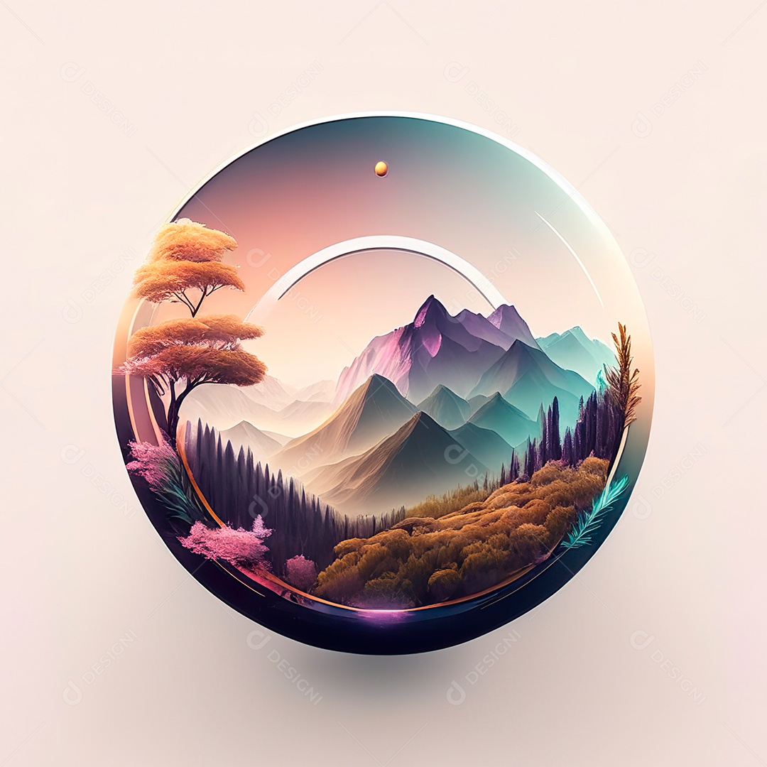 Logotipo redondo natureza futurista atlas cor suave