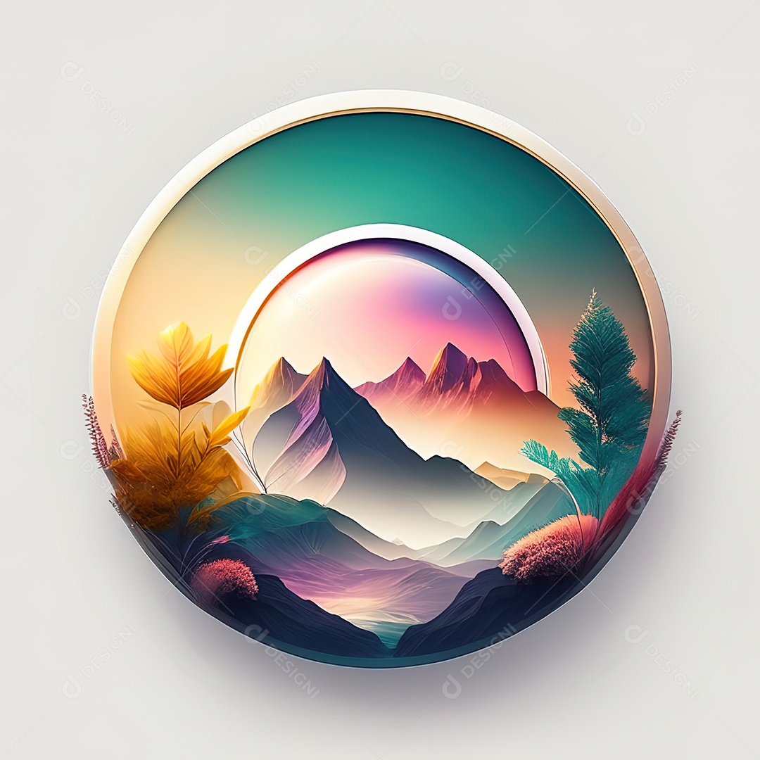 Logotipo redondo natureza futurista atlas cor suave