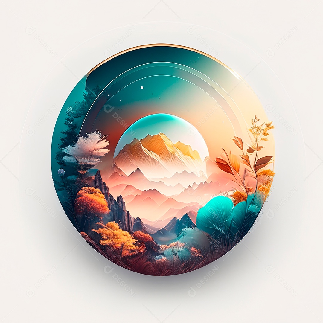 Logotipo redondo natureza futurista atlas cor suave